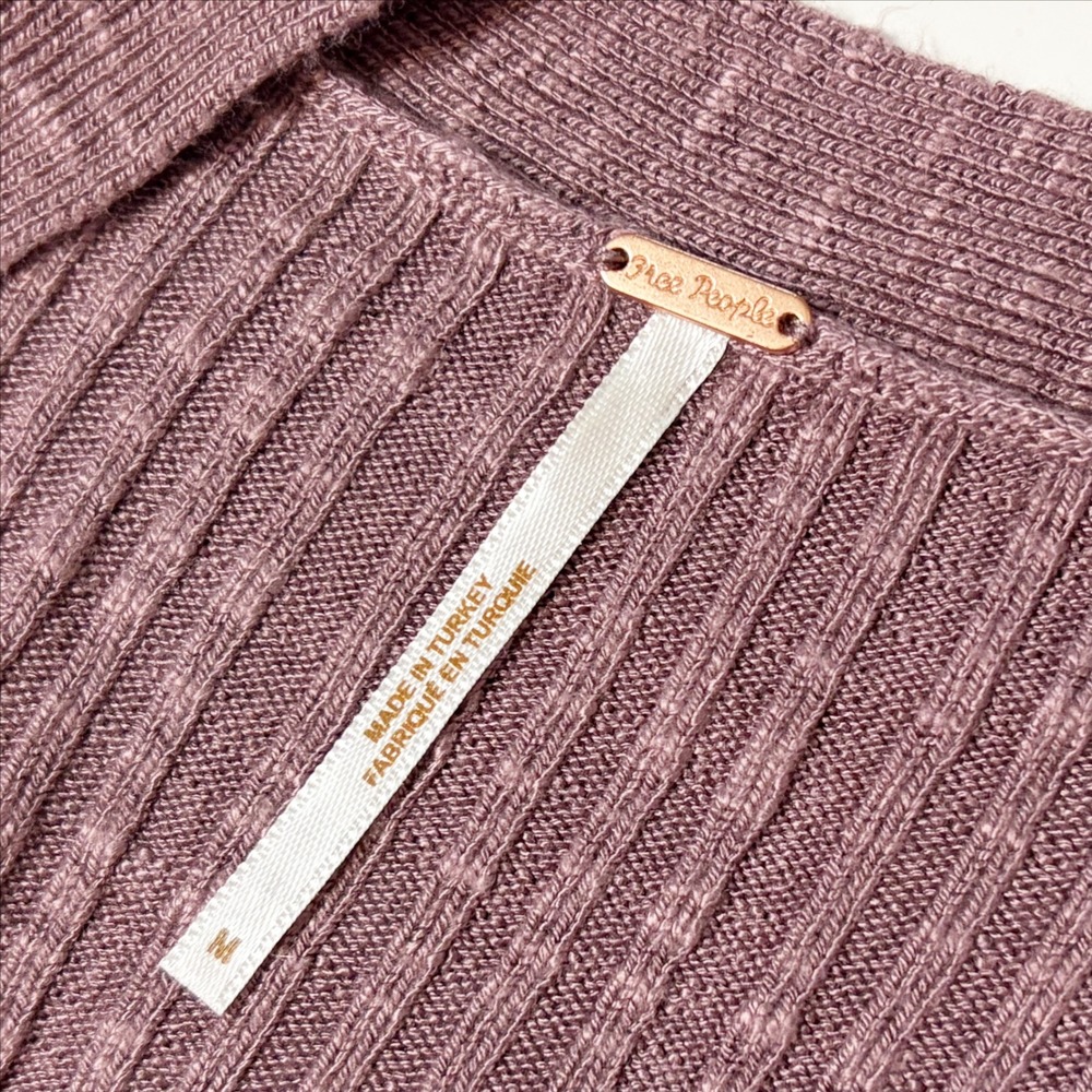 Free People Date Night Cardigan Dress Ribbed Knit Midi Long Purple Medium Boho - Picture 9 of 11